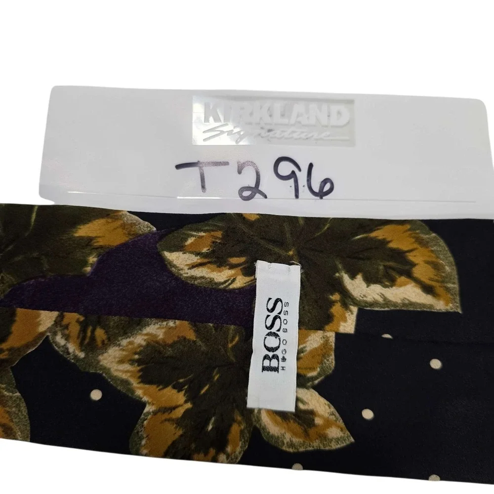 BOSS Hugo Boss Floral Silk‎ Neck Tie Mens Black Gold Purple Designer Italy